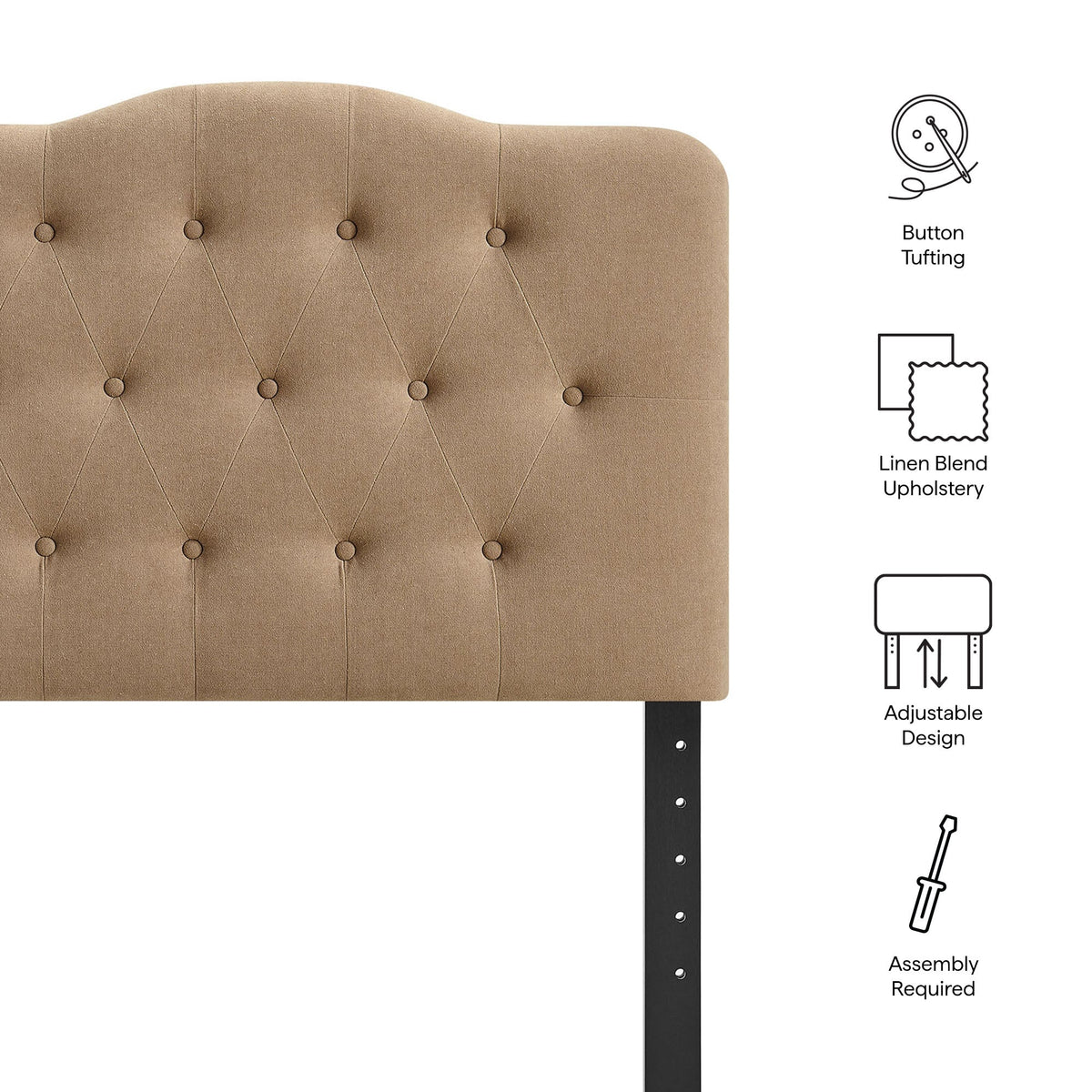 Annabel Premium Linen Blend Headboard beige tufted linen blend upholstery by Modway on Tampa Home & Garden Store