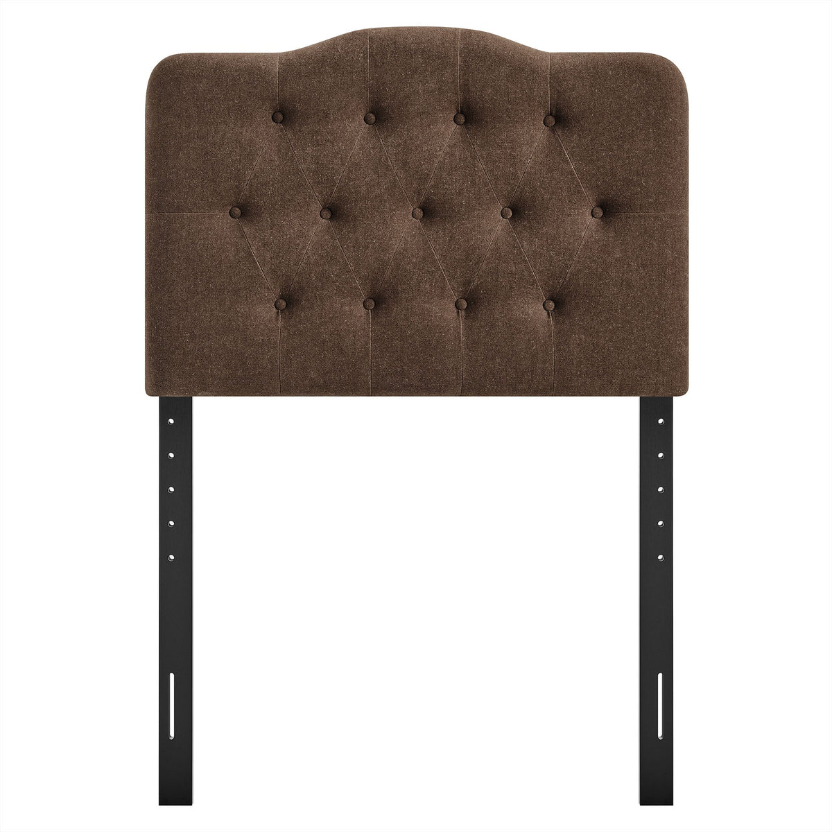 Annabel Premium Linen Blend Headboard tufted upholstery with diamond tufting and metal legs on Tampa Home & Garden Store