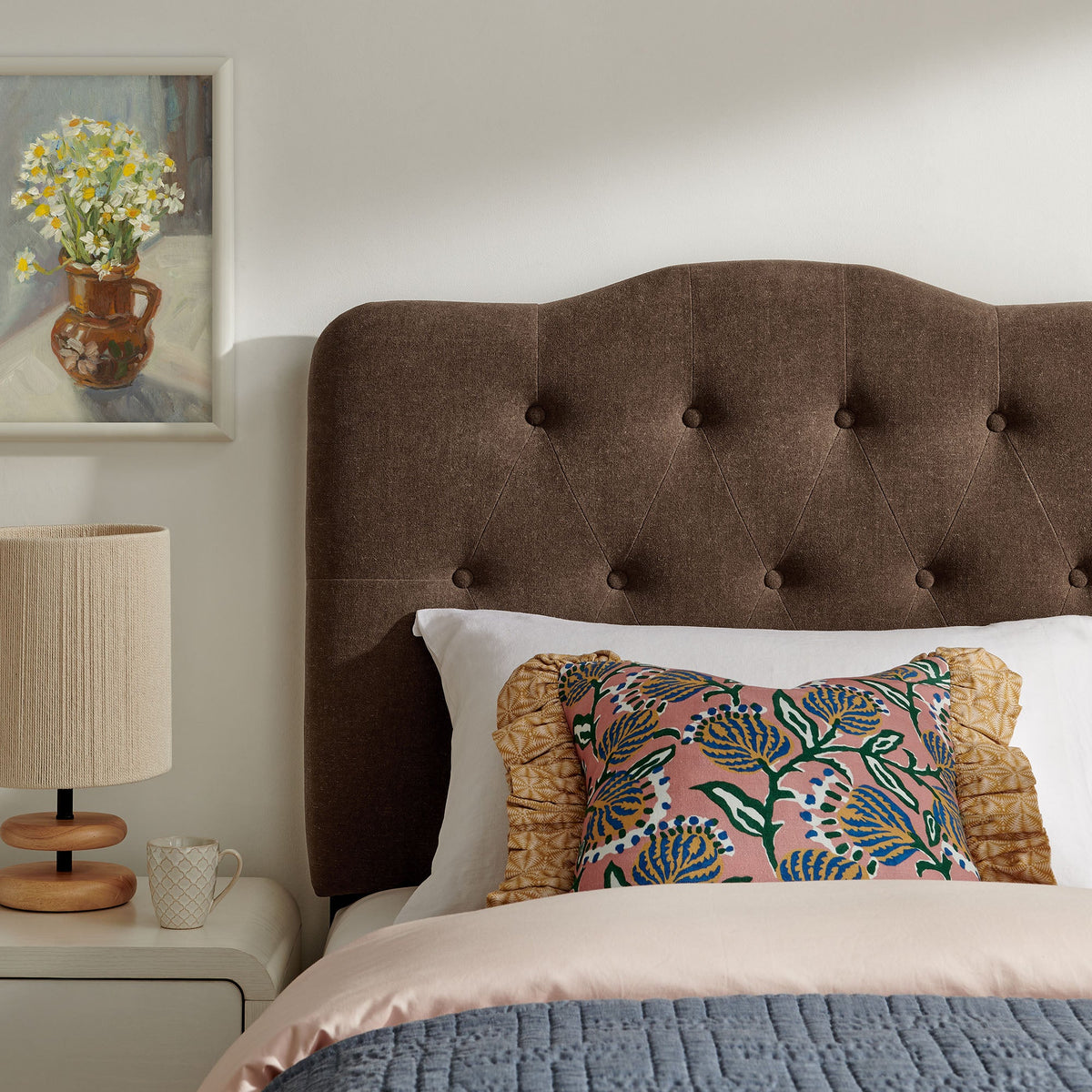 Annabel Premium Linen Blend Headboard in brown tufted linen upholstery by Modway on Tampa Home & Garden Store