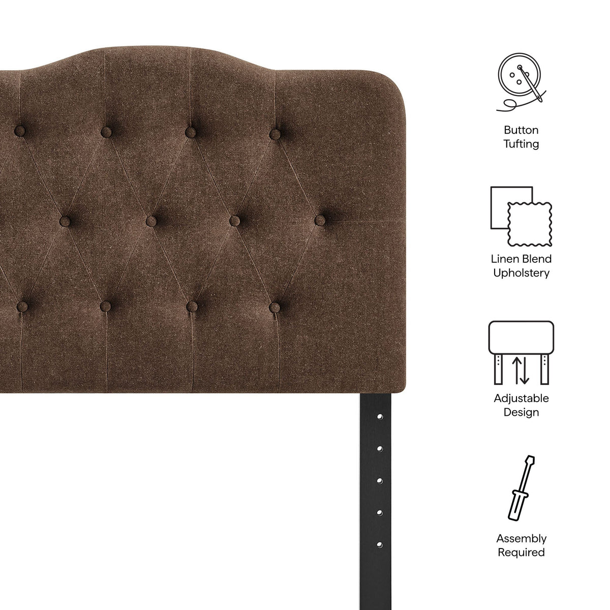 Annabel Premium Linen Blend Headboard brown button-tufted upholstery by Modway HouseOfZazla on Tampa Home & Garden Store