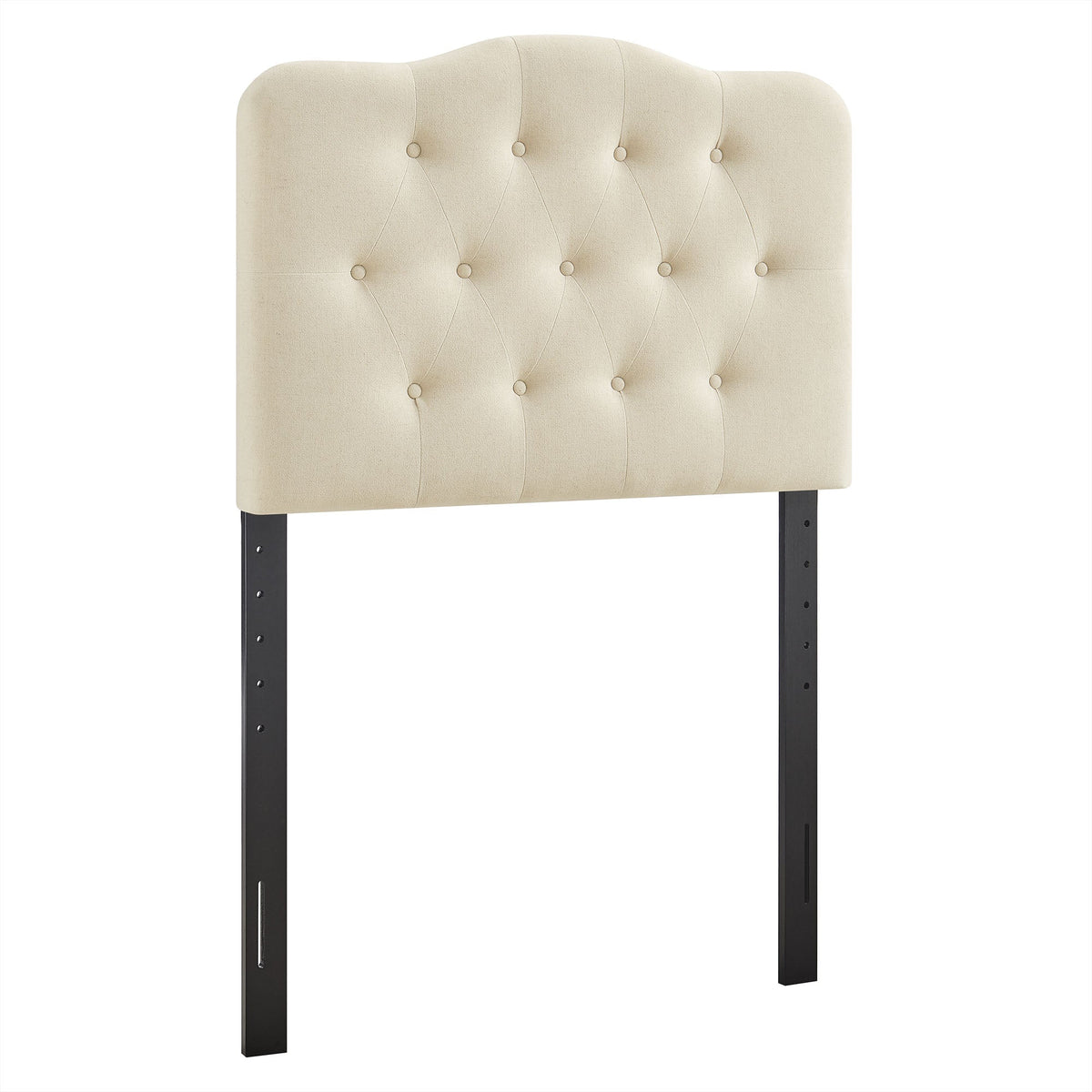 Annabel Premium Linen Blend Headboard by Modway beige tufted with diamond pattern and black legs on Tampa Home & Garden Store