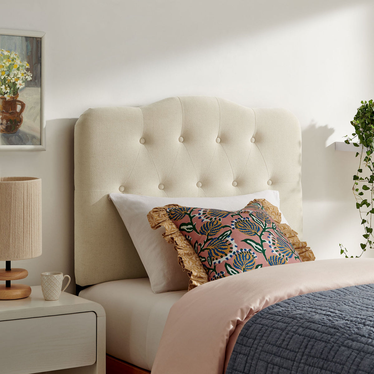 Annabel Premium Linen Blend Headboard by Modway in beige tufted fabric on Tampa Home & Garden Store