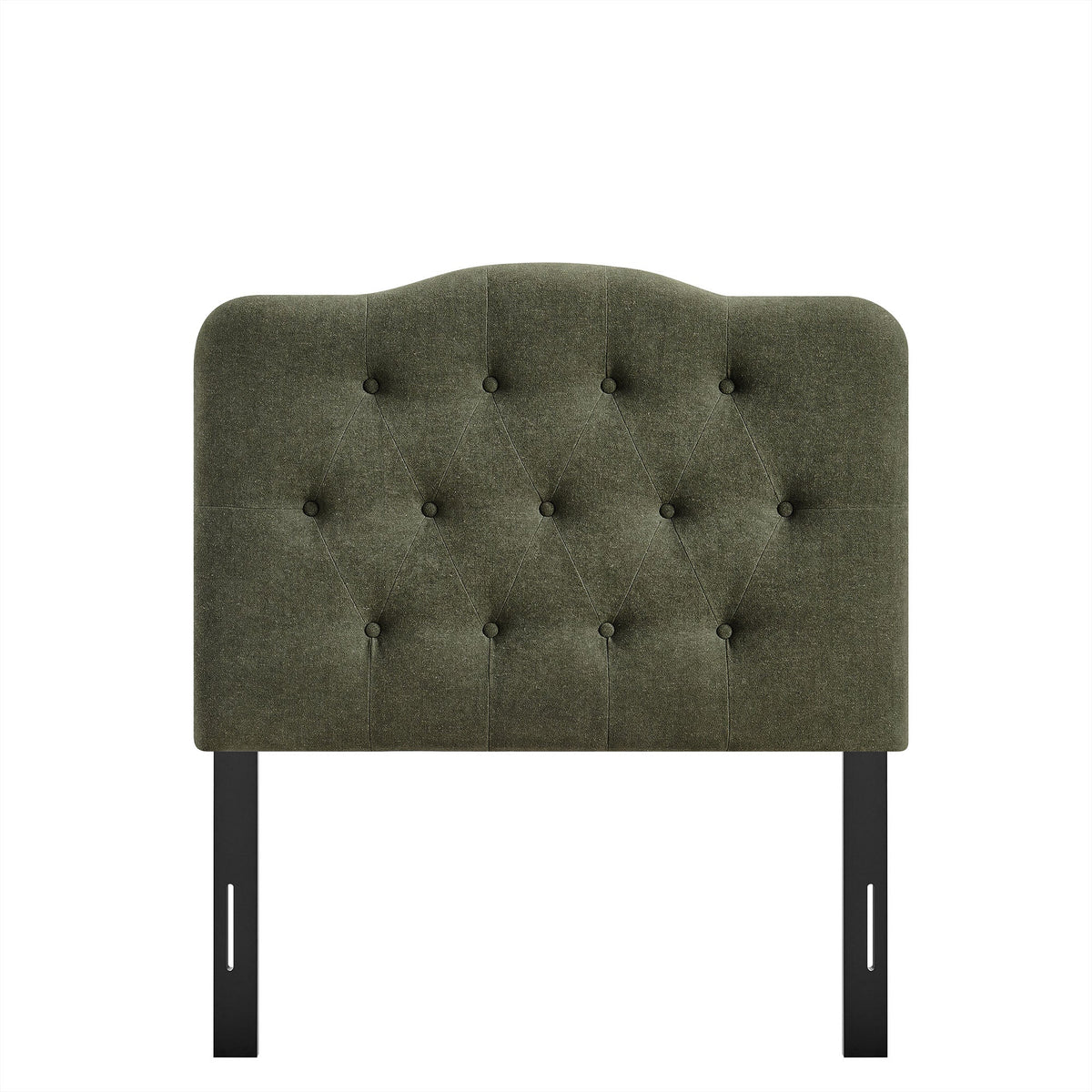 Annabel Premium Linen Blend Headboard by Modway, green tufted linen upholstery with curved top on Tampa Home & Garden Store