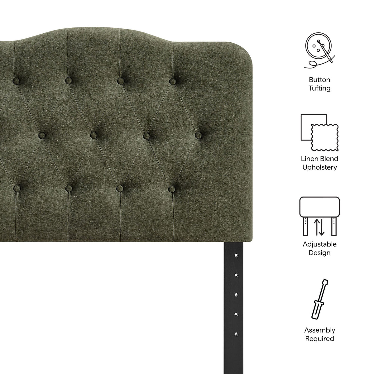 Annabel Premium Linen Blend Headboard with olive tufted upholstery by Modway on Tampa Home & Garden Store