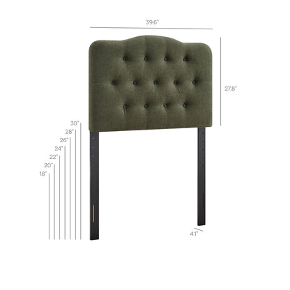 Annabel Premium Linen Blend Headboard by Modway, tufted olive-green linen, black legs on Tampa Home & Garden Store