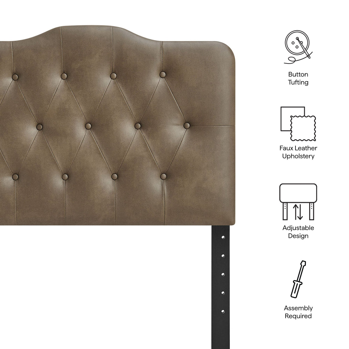 Annabel Faux Leather Headboard brown button-tufted upholstery HouseOfZazla on Tampa Home & Garden Store