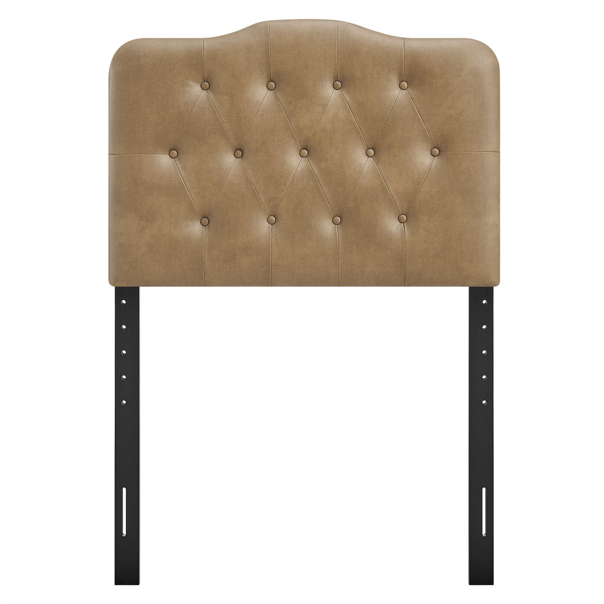 Annabel Faux Leather Headboard by Modway in tan-brown with diamond tufting and metal legs on Tampa Home & Garden Store