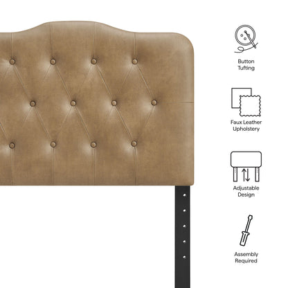 Annabel faux leather headboard tan with diamond button tufting by HouseOfZazla on Tampa Home & Garden Store
