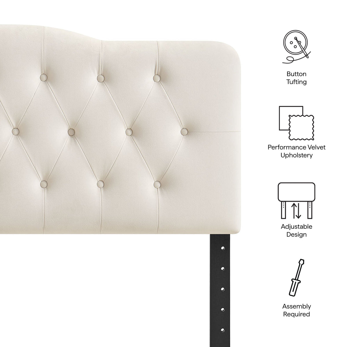 Annabel headboard, stain-resistant performance velvet, cream, button-tufted by HouseOfZazla on Tampa Home & Garden Store