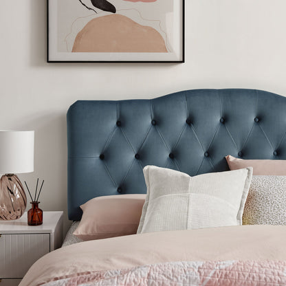 Annabel Stain-Resistant Performance Velvet Headboard in blue with diamond tufting by Modway on Tampa Home & Garden Store