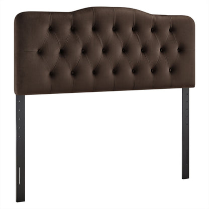 Annabel stain-resistant velvet headboard in chocolate brown with diamond tufting by Modway on Tampa Home & Garden Store