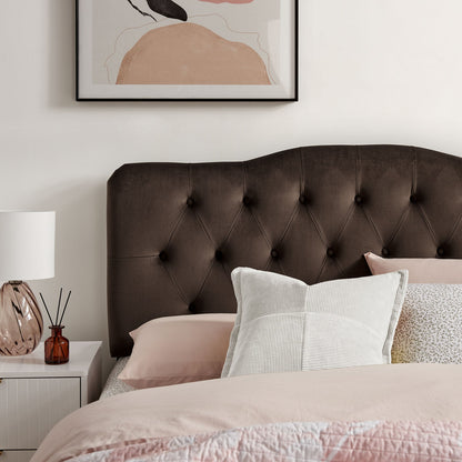 Annabel Stain-Resistant Velvet Headboard in dark brown tufted velvet by Modway, HouseOfZazla on Tampa Home & Garden Store