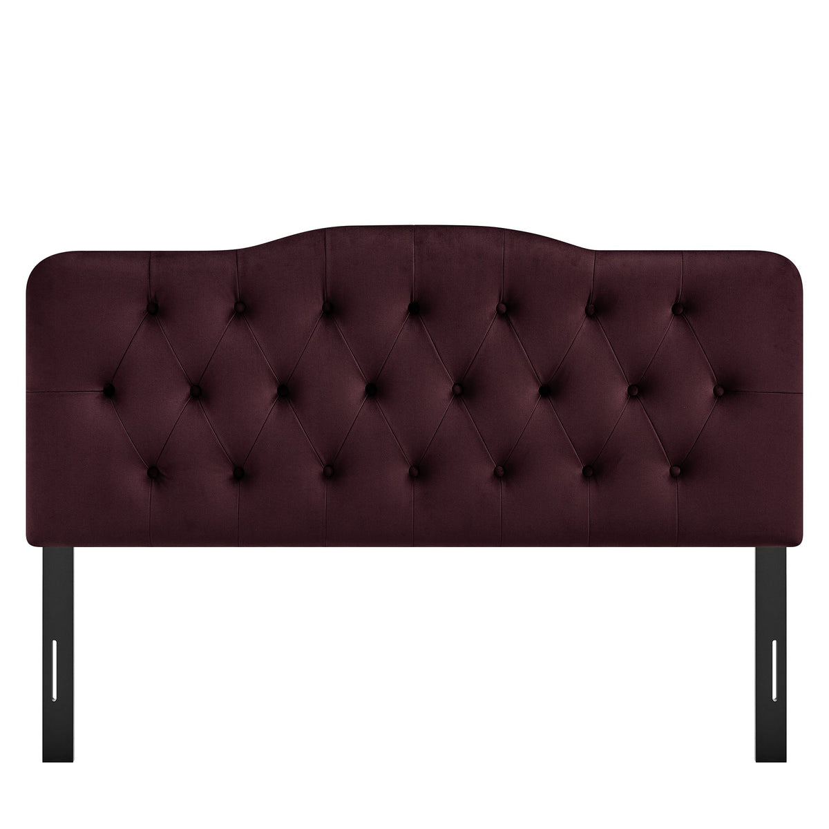 Headboard Annabel stain-resistant velvet in burgundy with tufted pattern and black legs on Tampa Home & Garden Store
