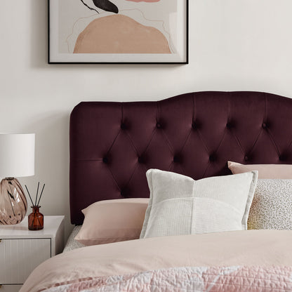 Annabel Stain-Resistant Velvet Headboard in burgundy with diamond tufting by Modway on Tampa Home & Garden Store