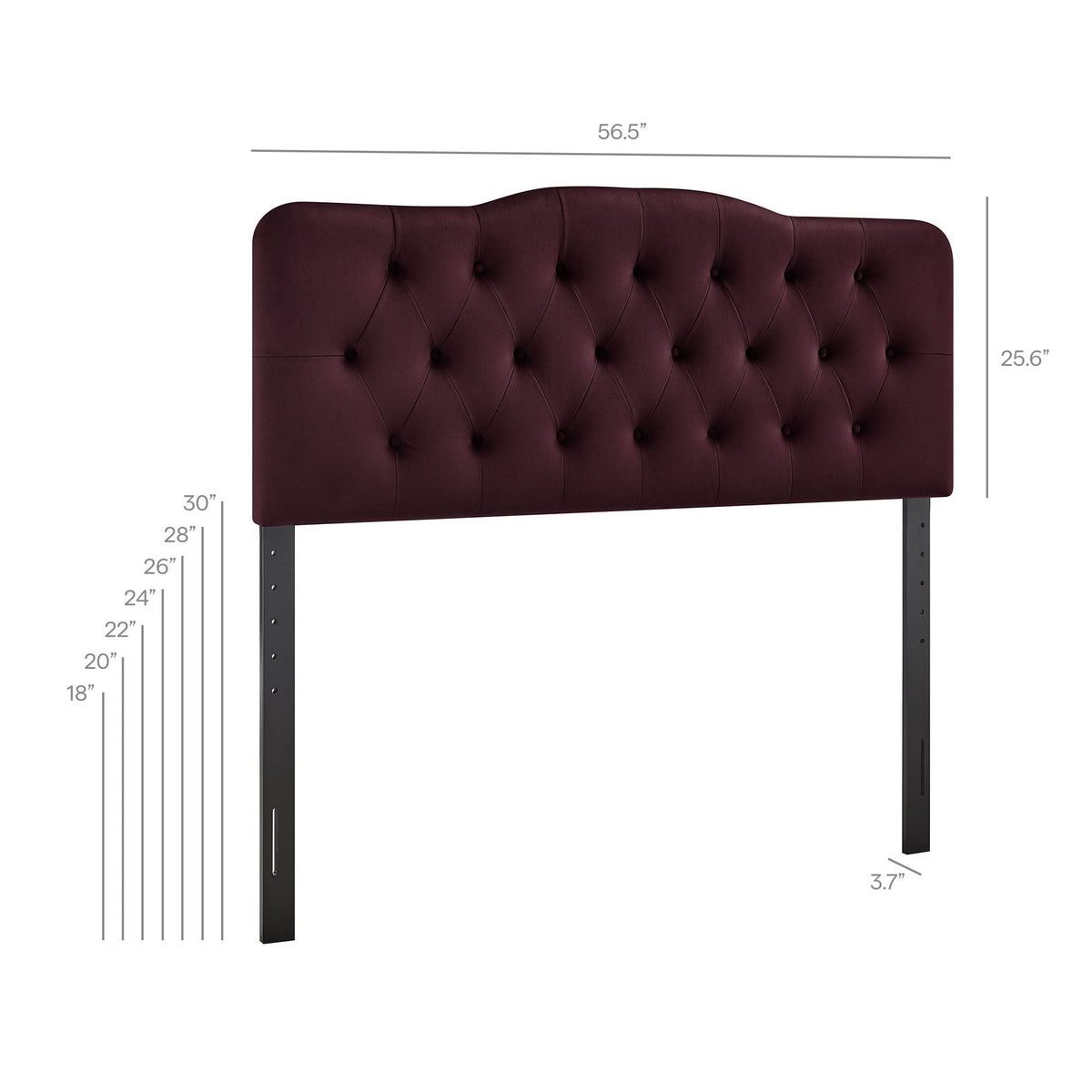 Annabel stain-resistant velvet headboard in burgundy with tufting by Modway, HouseOfZazla on Tampa Home & Garden Store
