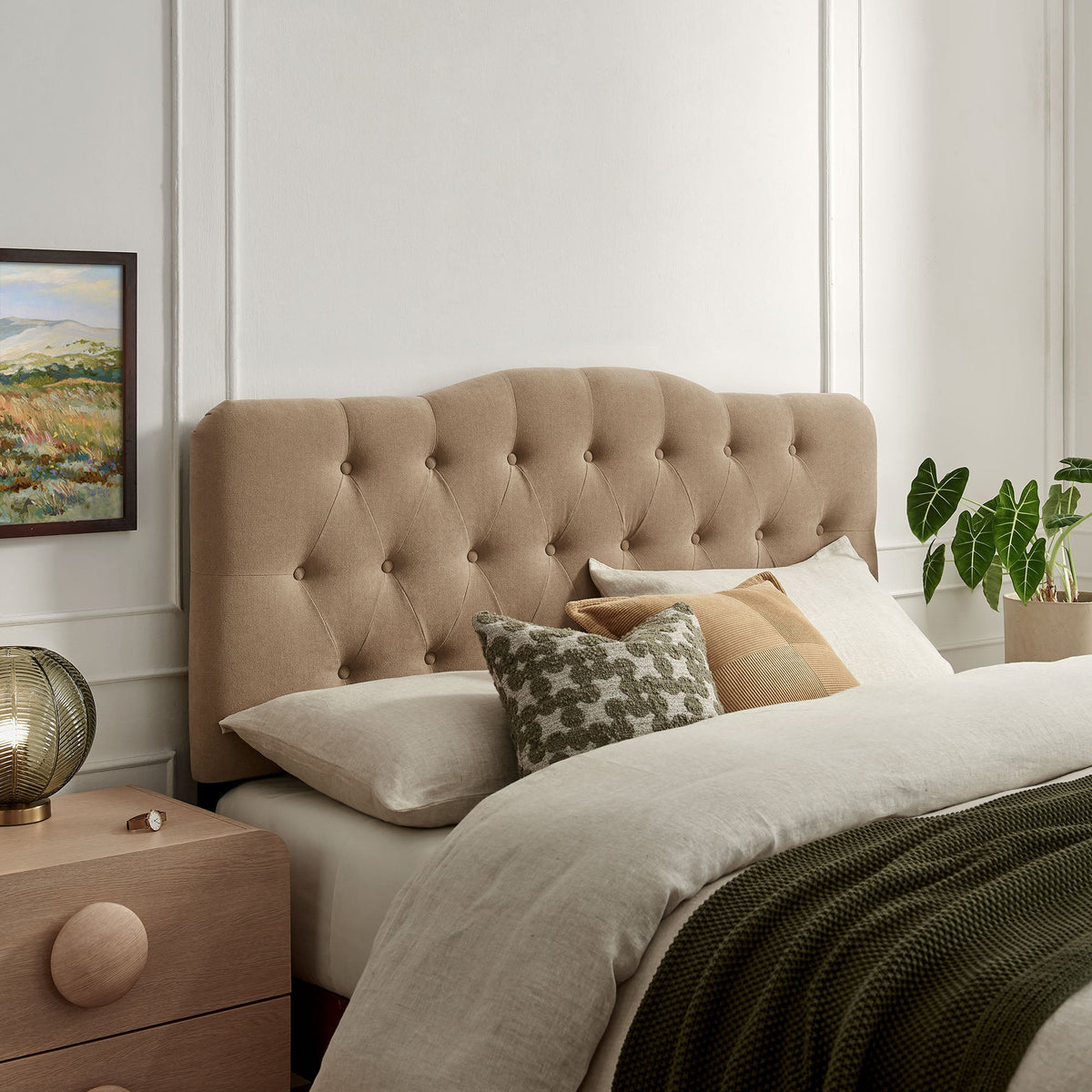 Annabel Premium Linen Blend Headboard by Modway, beige tufted upholstery (HouseOfZazla) on Tampa Home & Garden Store