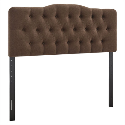 Annabel Premium Linen Blend Headboard brown tufted with button curved top HouseOfZazla on Tampa Home & Garden Store