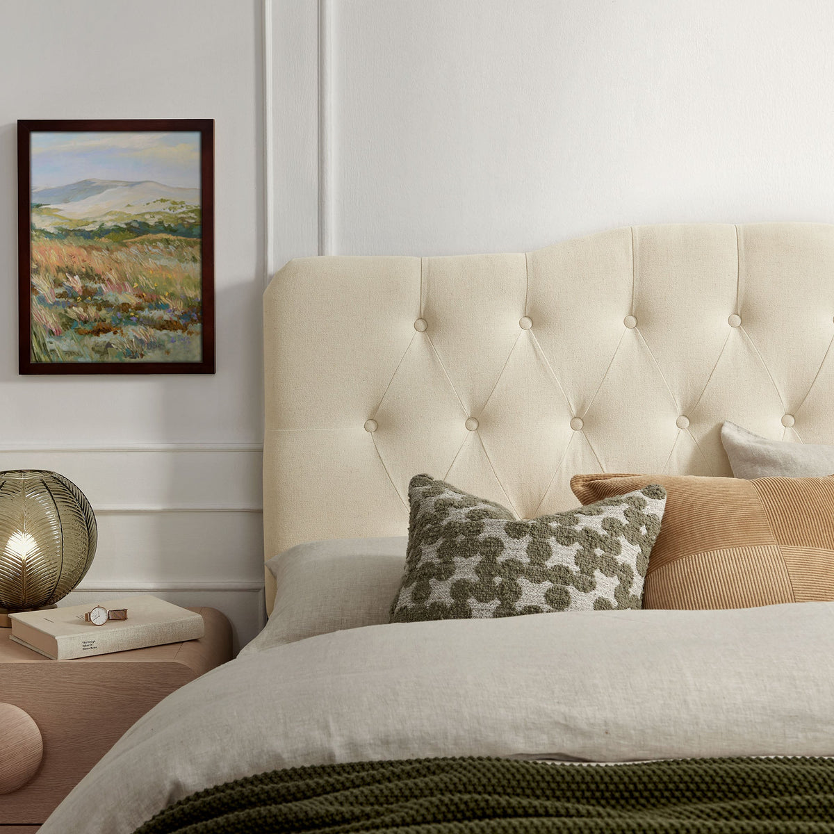 Annabel Premium Linen Blend Headboard beige tufted upholstery by Modway on Tampa Home & Garden Store