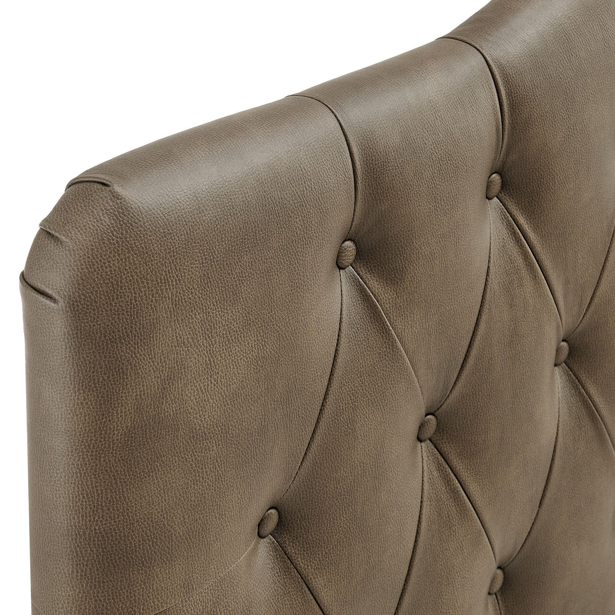 Annabel vegan leather headboard by Modway, taupe brown faux leather with tufted diamond panels on Tampa Home & Garden Store