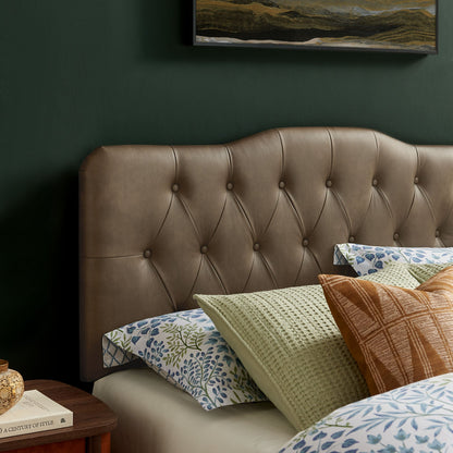 Annabel vegan leather headboard in tan with tufted buttons by Modway on Tampa Home & Garden Store