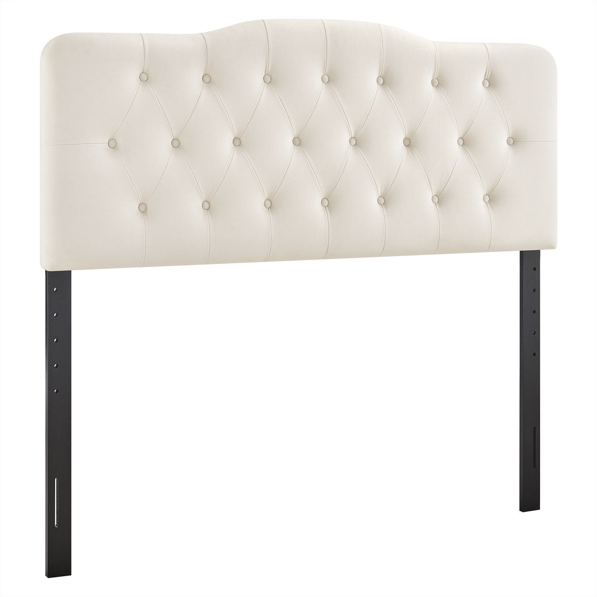 Annabel Stain-Resistant Performance Velvet Headboard in ivory, diamond-tufted, buttoned on Tampa Home & Garden Store