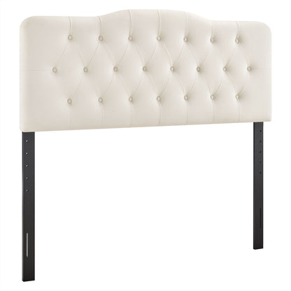 Annabel Stain-Resistant Performance Velvet Headboard in ivory, diamond-tufted, buttoned on Tampa Home & Garden Store