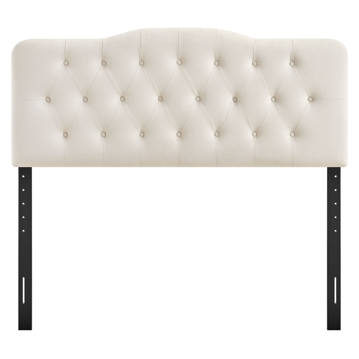 Annabel headboard stain-resistant velvet cream tufted with diamond buttons by HouseOfZazla on Tampa Home & Garden Store