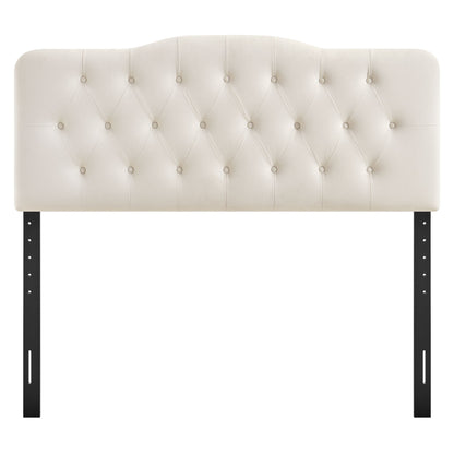 Annabel headboard stain-resistant velvet cream tufted with diamond buttons by HouseOfZazla on Tampa Home & Garden Store