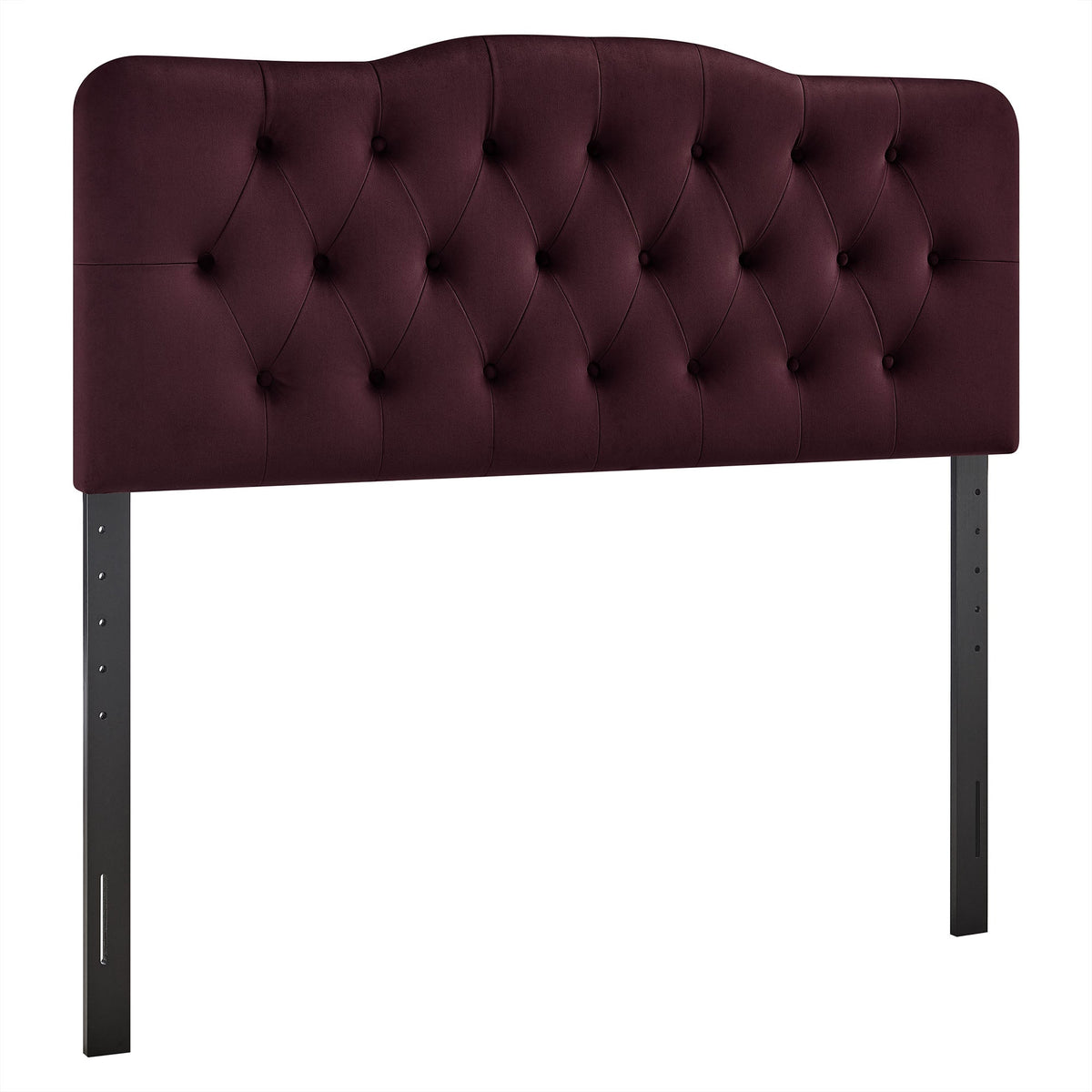 Headboard Annabel Stain-Resistant Performance Velvet burgundy tufted with metal legs on Tampa Home & Garden Store