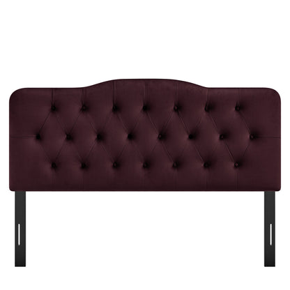 Headboard Annabel stain-resistant velvet, burgundy tufted with black metal legs on Tampa Home & Garden Store