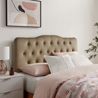 Annabel Stain-Resistant Velvet Headboard, taupe tufted by HouseOfZazla on Tampa Home & Garden Store