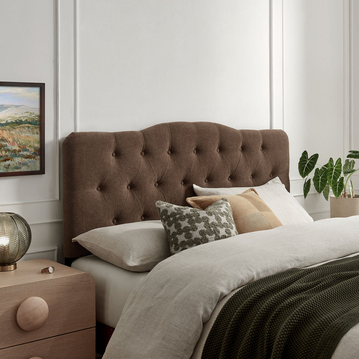 Annabel Premium Linen Blend Headboard by Modway, brown tufted headboard on Tampa Home & Garden Store