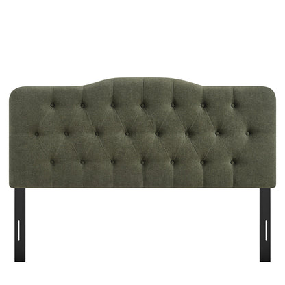 Annabel Premium Linen Blend Headboard by Modway in olive gray tufted fabric with black metal legs on Tampa Home & Garden Store