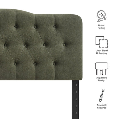 Annabel Premium Linen Blend Headboard olive green button tufted upholstery on Tampa Home & Garden Store
