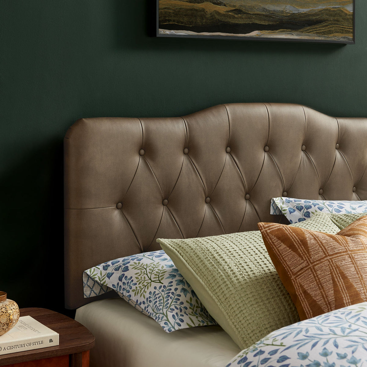 Annabel Faux Leather Headboard by Modway, brown tufted headboard with button-tufted detailing on Tampa Home & Garden Store