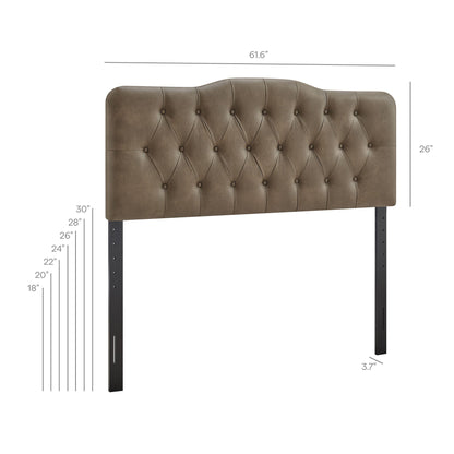 Annabel Faux Leather Headboard taupe with button tufting and top by Modway HouseOfZazla on Tampa Home & Garden Store