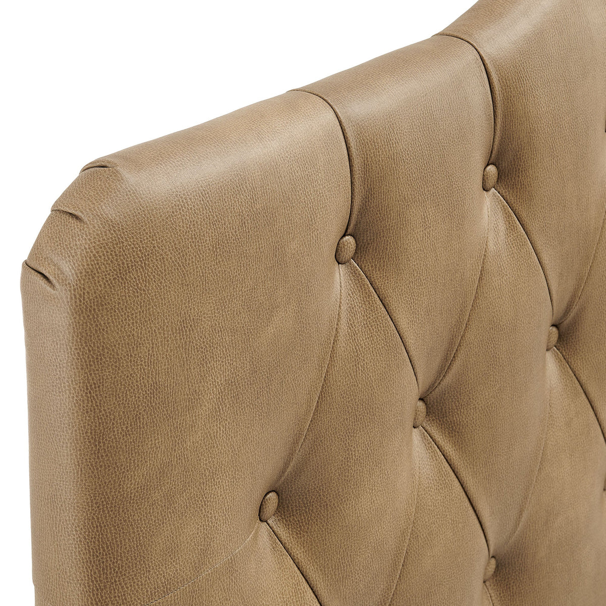 Annabel Faux Leather Headboard tan faux leather upholstery with button-tufted panels on Tampa Home & Garden Store