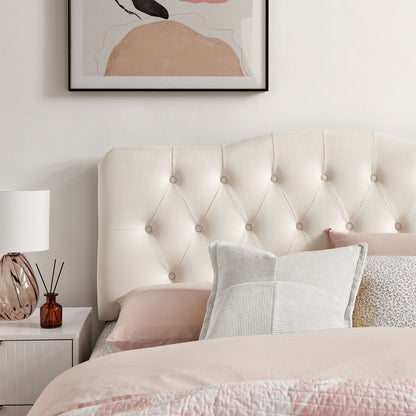 Annabel Stain-Resistant Performance Velvet Headboard by Modway cream tufted diamond pattern on Tampa Home & Garden Store
