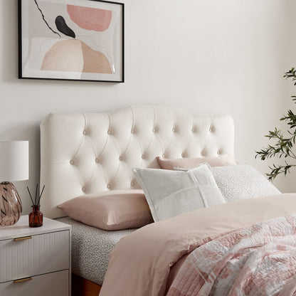Annabel stain-resistant performance velvet headboard by Modway in cream tufted upholstery on Tampa Home & Garden Store