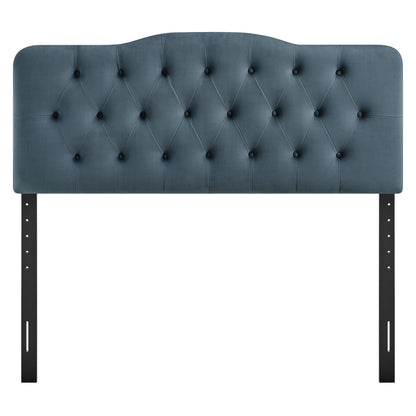 Annabel Stain-Resistant Velvet Headboard by Modway, teal blue, button-tufted pattern on Tampa Home & Garden Store