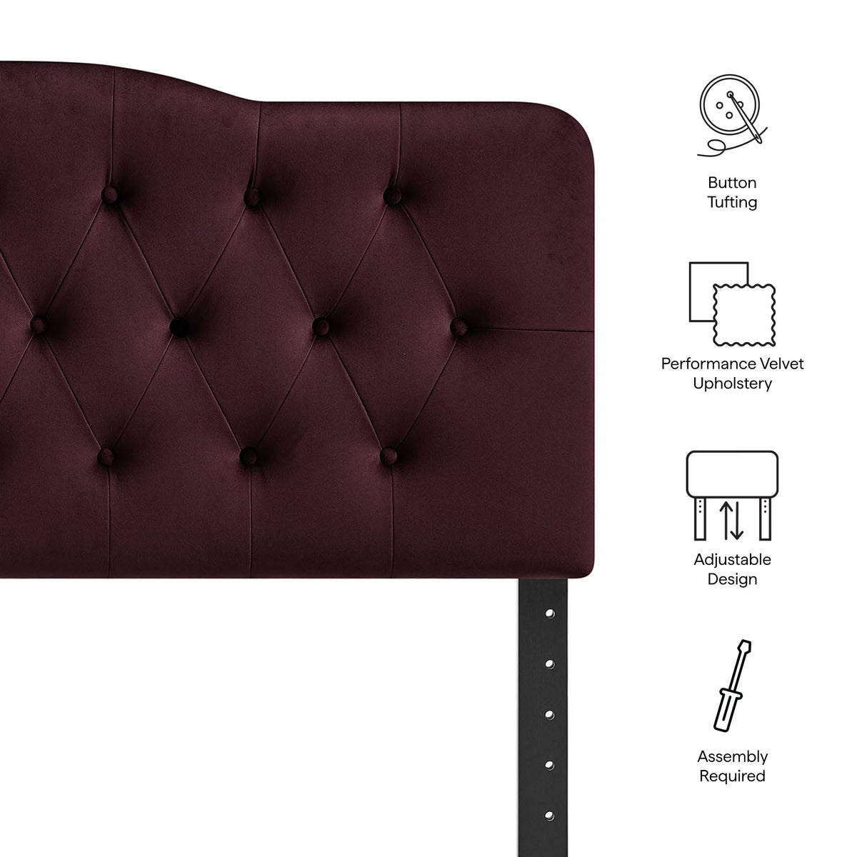 Annabel stain-resistant performance velvet headboard in deep burgundy by Modway on Tampa Home & Garden Store