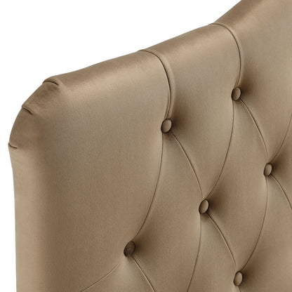 Annabel headboard in beige performance velvet with tufted buttons by HouseOfZazla on Tampa Home & Garden Store