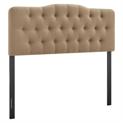 Annabel Linen Blend Headboard beige tufted diamond pattern black metal legs HouseOfZazla on Tampa Home & Garden Store