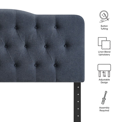 Headboard Annabel Premium Linen Blend Modway in dark blue tufted upholstery with button tufting on Tampa Home & Garden Store