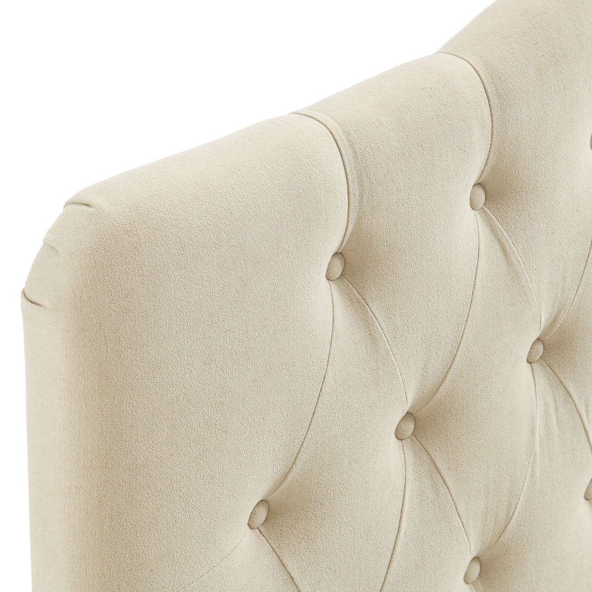 Annabel Linen Blend Headboard beige tufted upholstery with buttoned panels on Tampa Home & Garden Store