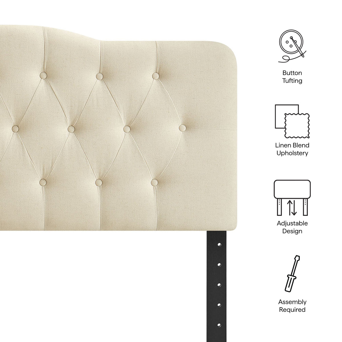 Annabel Premium Linen Blend Headboard by Modway, beige tufted linen upholstery HouseOfZazla on Tampa Home & Garden Store