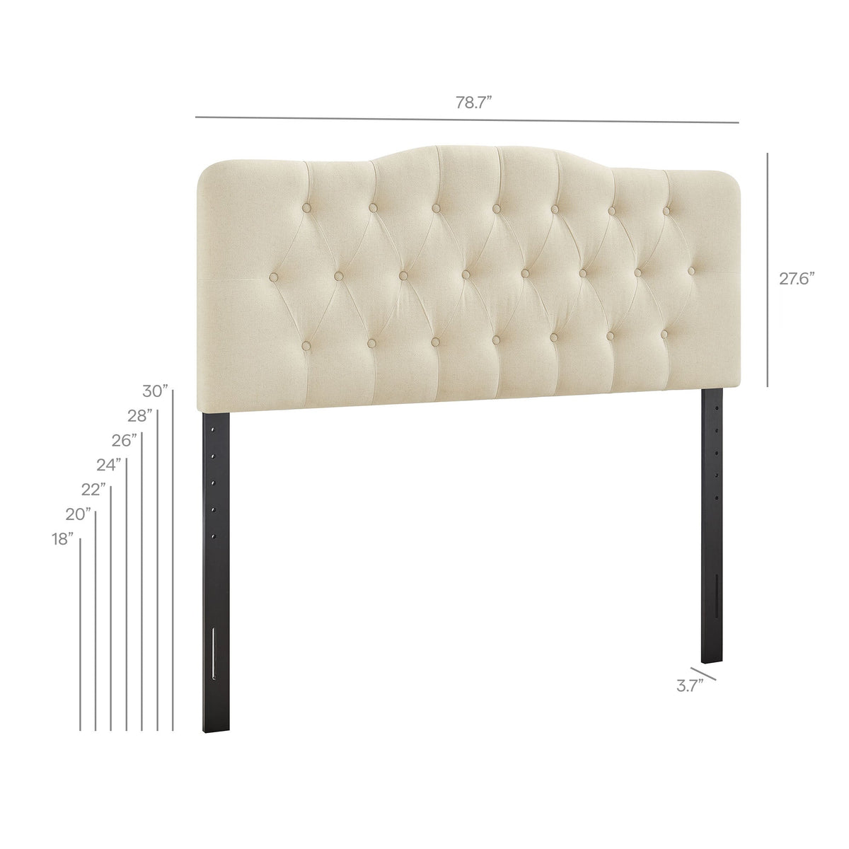 Annabel Linen Blend Headboard by Modway, tufted upholstery with button detailing and black legs on Tampa Home & Garden Store