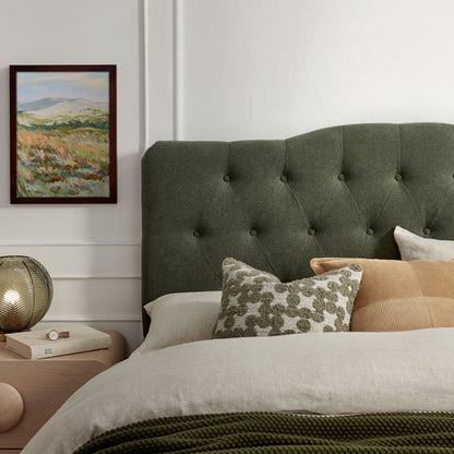 Annabel Premium Linen Blend Headboard in dark green tufted upholstery by Modway on Tampa Home & Garden Store