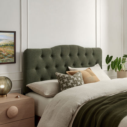 Annabel Premium Linen Blend Headboard in deep green tufted fabric by Modway on Tampa Home & Garden Store