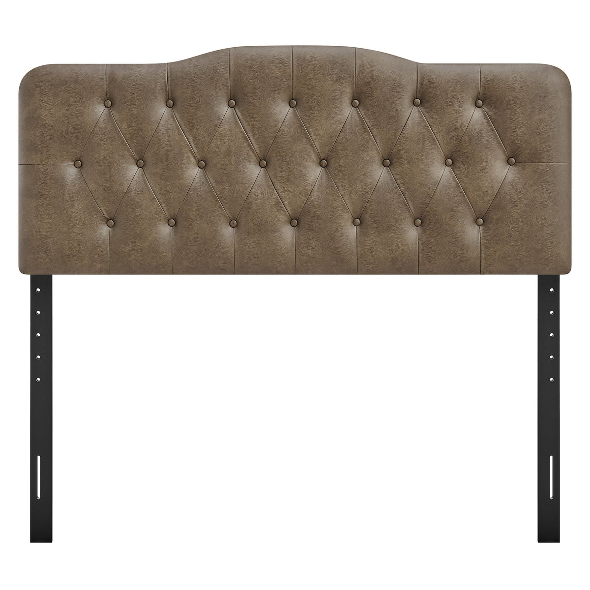 Annabel vegan leather headboard in brown with diamond tufting and metal legs by Modway on Tampa Home & Garden Store